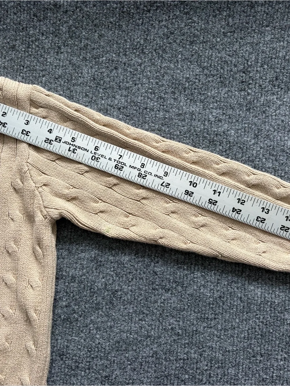 Polo Ralph Lauren Boys Size 5 Cable Knit Sweater Beige Tan Cotton Pony